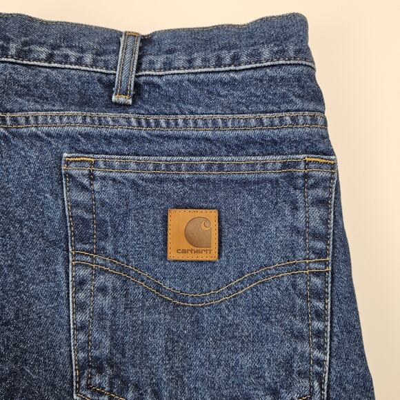 Carhartt Flannel Lined Jeans Mens 44x32 Relaxed Fit Denim Straight Workwear B172 - Picture 6 of 10
